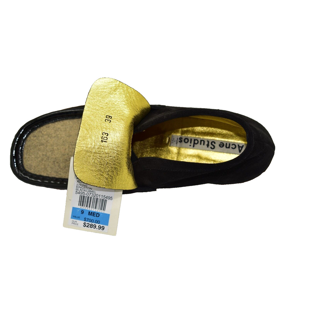 B5 Auth ACNE STUDIOS Black Suede Camel Tongue Patent Trim Kingston Boots Size 39 - Picture 8 of 9